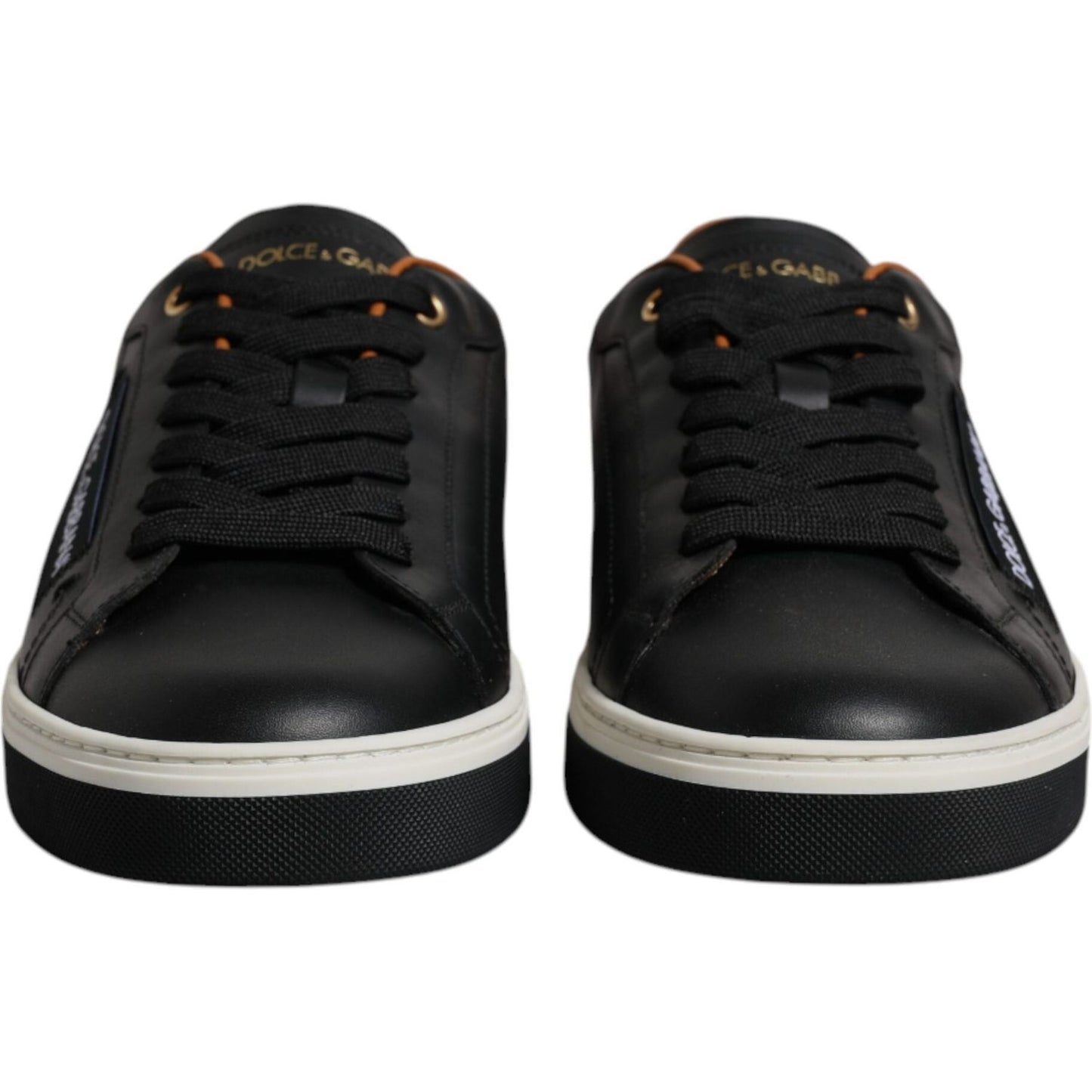Dolce & Gabbana Black Leather Low Top Men Sneakers Shoes