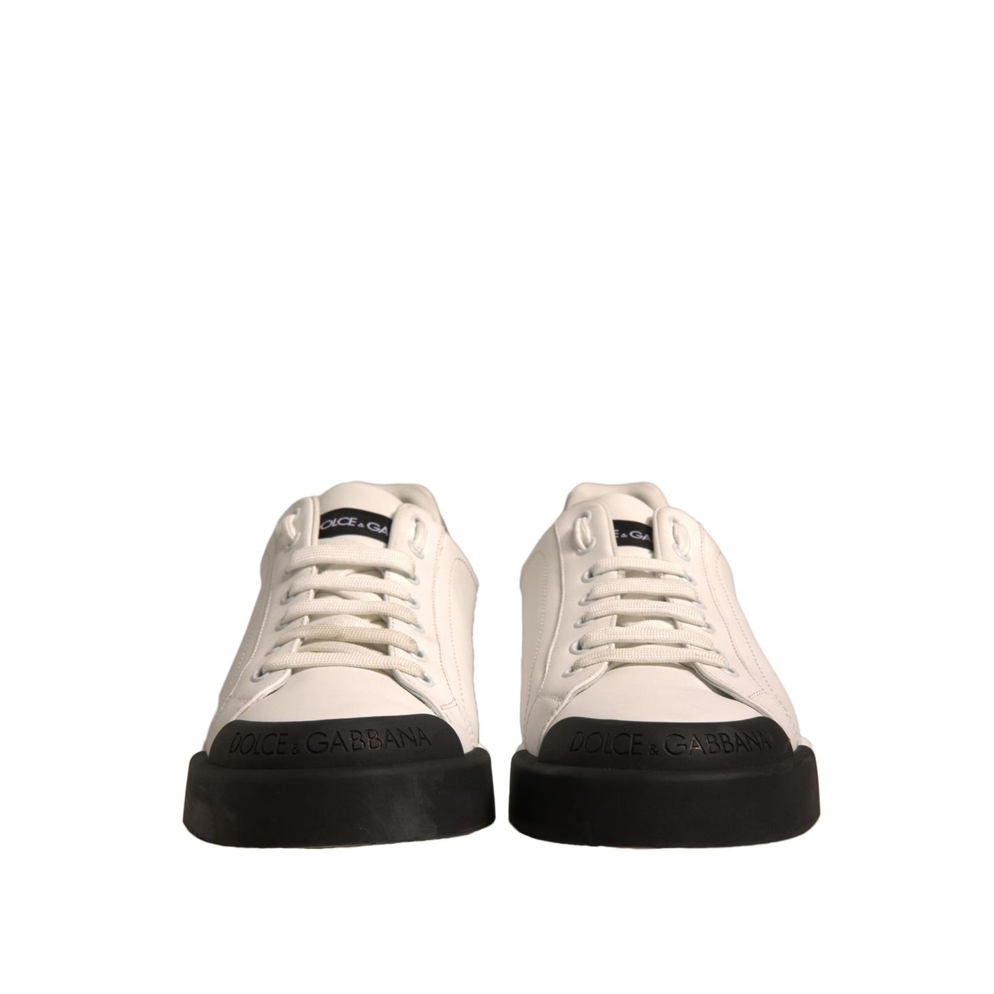 Dolce & Gabbana White Leather Logo Portofino Sneakers Shoes