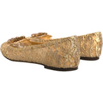 Dolce & Gabbana Gold Crystal Loafer Lace Ballet Flats Shoes LA12367-40