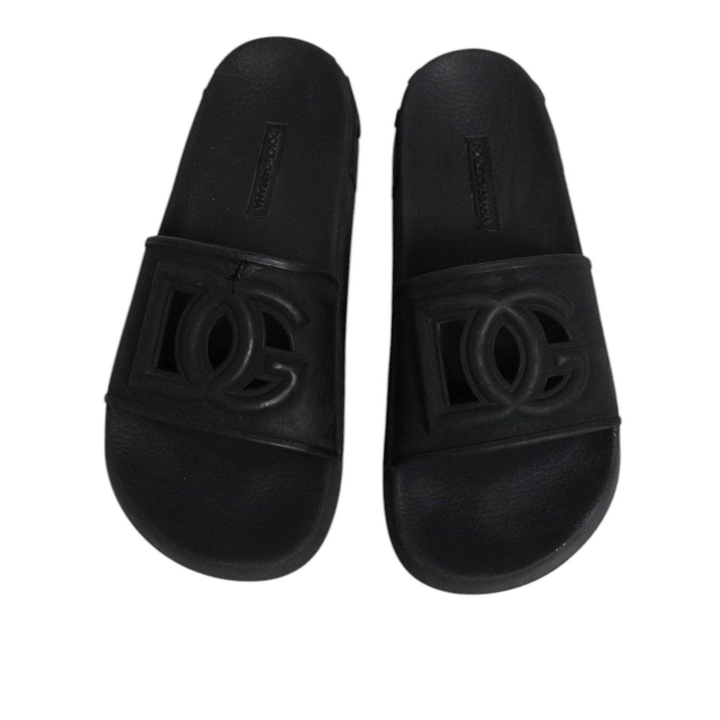 Dolce & Gabbana Black Rubber Slides Sandals Beachwear Shoes