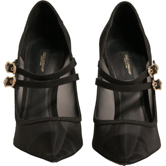 Dolce & Gabbana Black Mesh Mary Jane High Heels Pumps Shoes LA12335-40