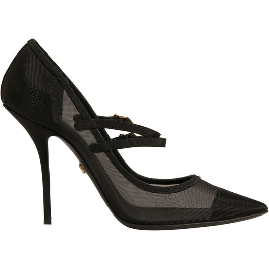 Dolce & Gabbana Black Mesh Mary Jane High Heels Pumps Shoes LA12335-40