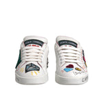 Dolce & Gabbana White Sequined Crystal Low Top Sneakers Shoes LA12308-35