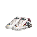 Dolce & Gabbana White Sequined Crystal Low Top Sneakers Shoes LA12308-35