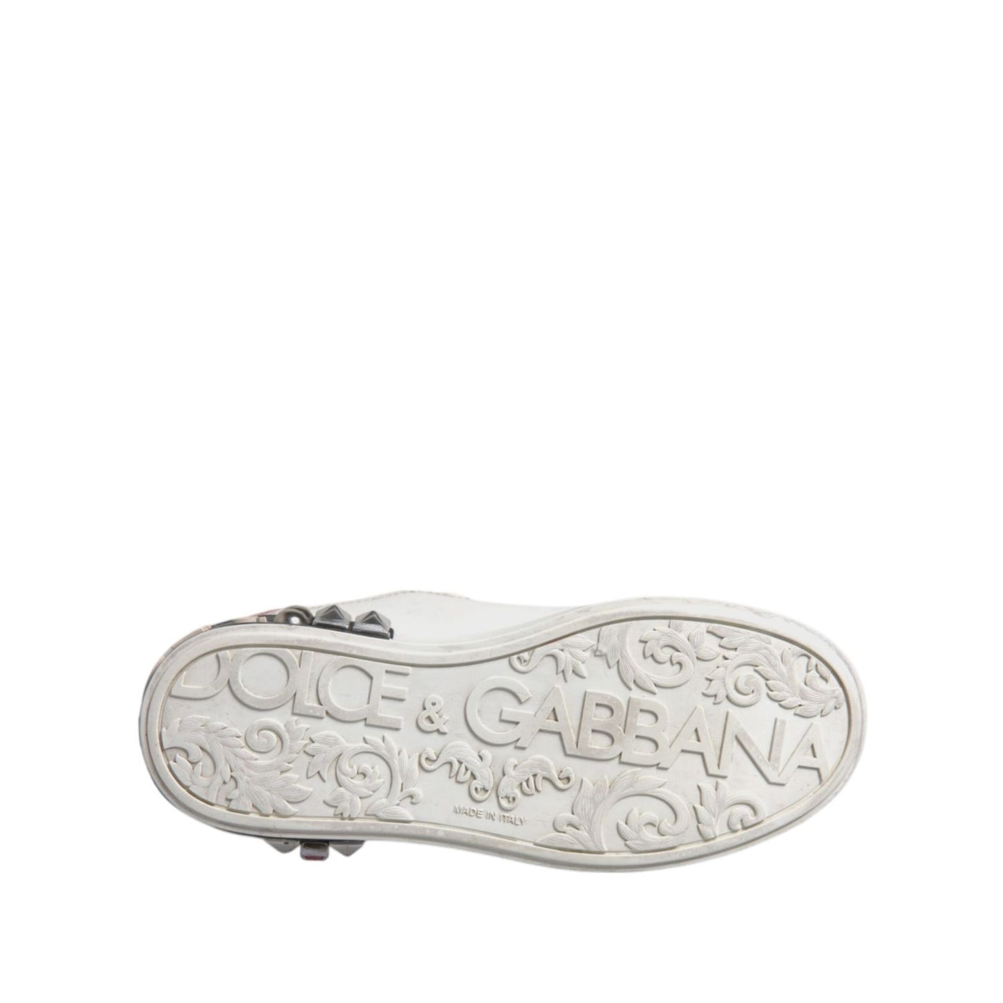 Dolce & Gabbana White Sequined Crystal Low Top Sneakers Shoes LA12308-35
