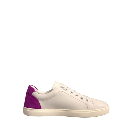 Dolce & Gabbana White Suede Leather Low Top Sneakers Shoes LA12317-36