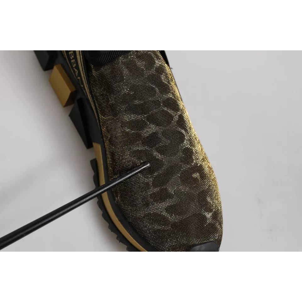 Dolce & Gabbana Gold Glitter Leopard Sorrento Sneakers Shoes LA12374-37