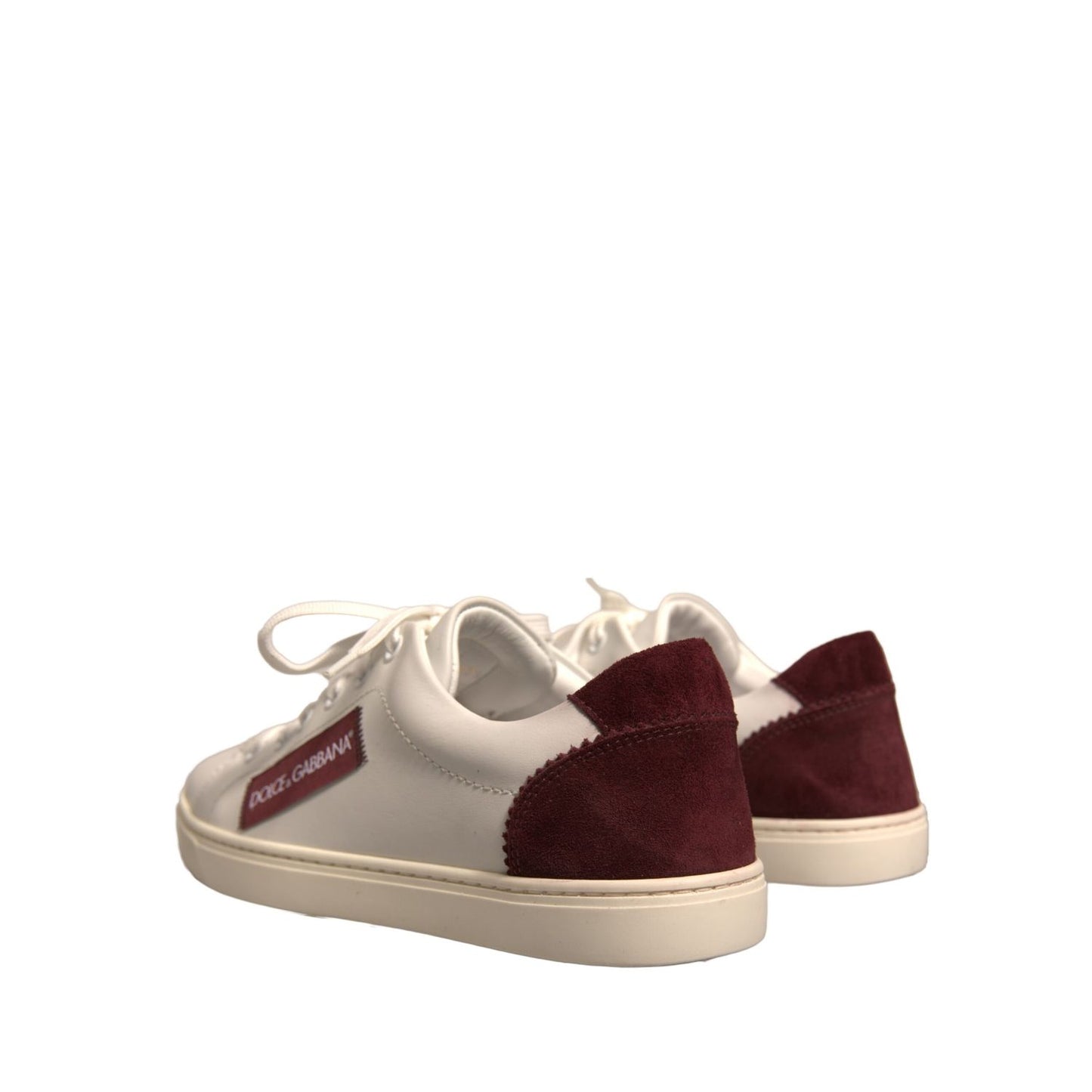 Dolce & Gabbana White Suede Leather Low Top Sneakers Shoes