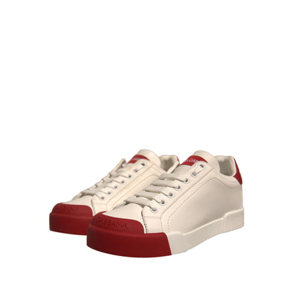 Dolce & Gabbana Shoes White Leather Logo Portofino Sneakers