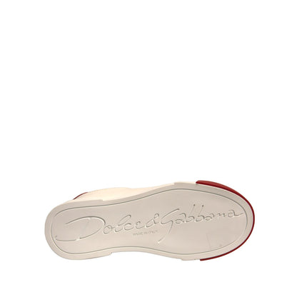 Dolce & Gabbana Shoes White Leather Logo Portofino Sneakers