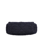 Chanel Dark Blue Medium Flap Tweed CC Gold Gray Chain Shoulder Bag