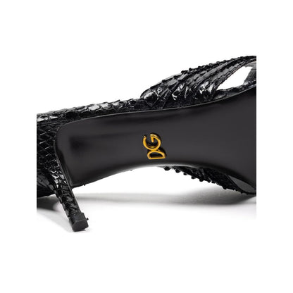 Dolce & Gabbana Black Snake Skin Sandal