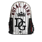 Dolce & Gabbana Black White Vulcano Royal King Print Men Backpack Bag BAG1652