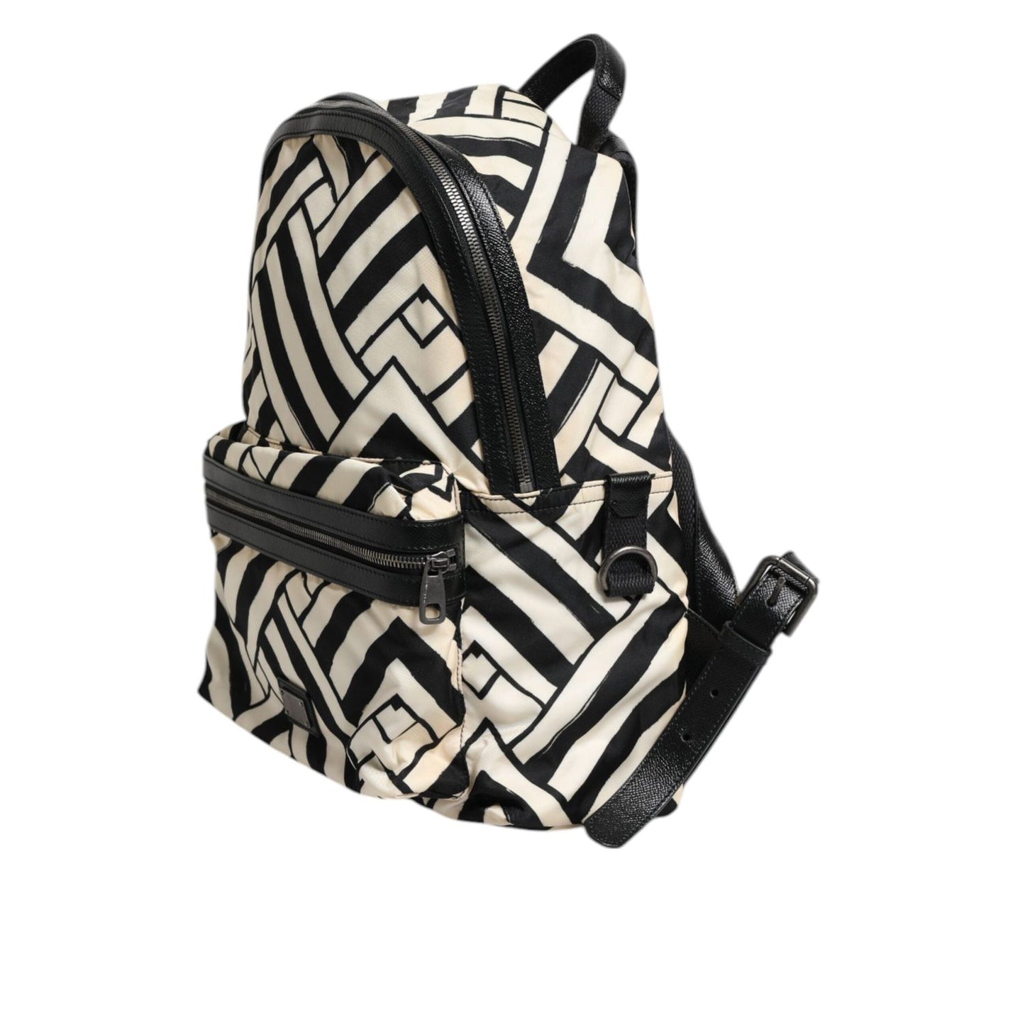 Dolce & Gabbana Black White Nylon Leather Travel Back Pack Bag BAG4061