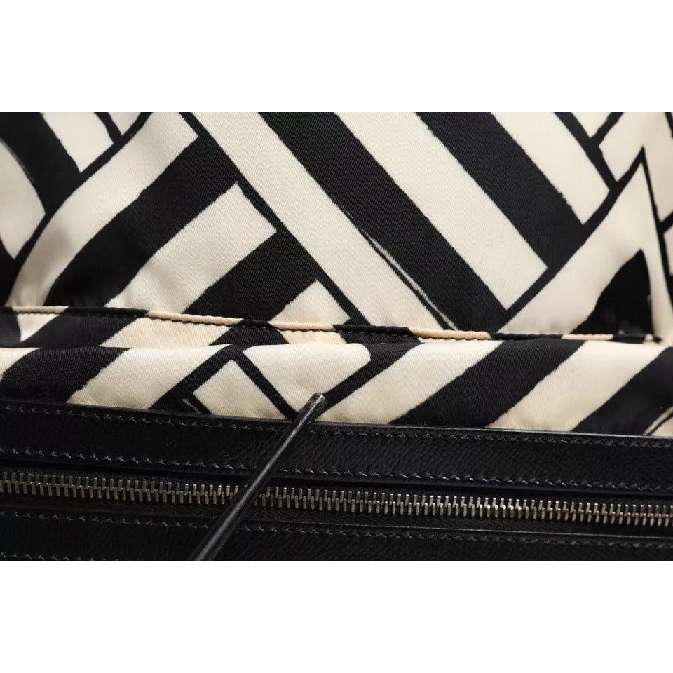 Dolce & Gabbana Black White Nylon Leather Travel Back Pack Bag BAG4061