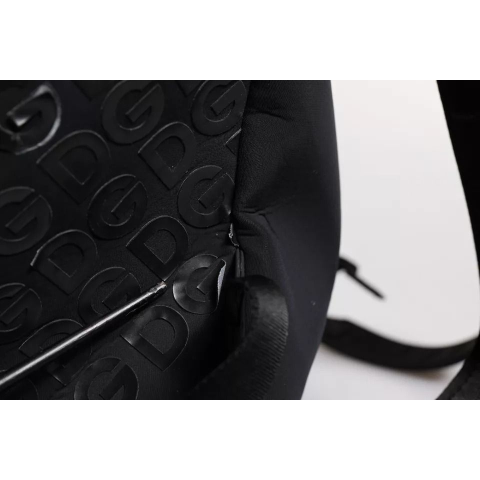 Dolce & Gabbana Black Neoprene Nylon DG Logo School Backpack Bag