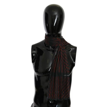 Costume National Black Red Viscose Foulard Branded Scarf