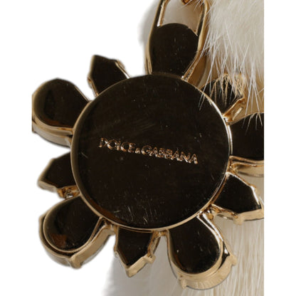 Dolce & Gabbana White Fur Handbag Clutch Purse Pouch Bag