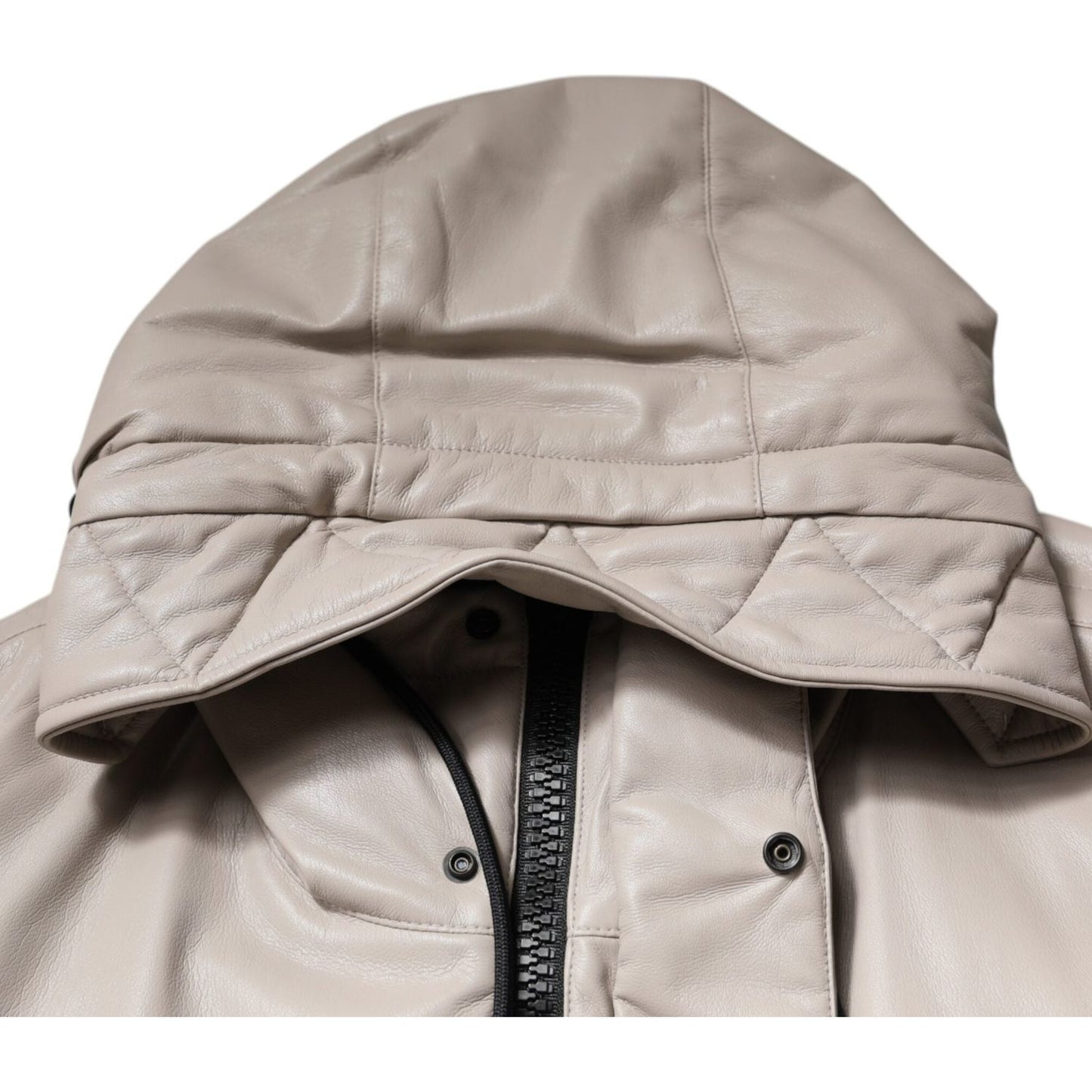 MSGM Beige Full Zip Hooded Long Sleeves Casual Coat Jacket