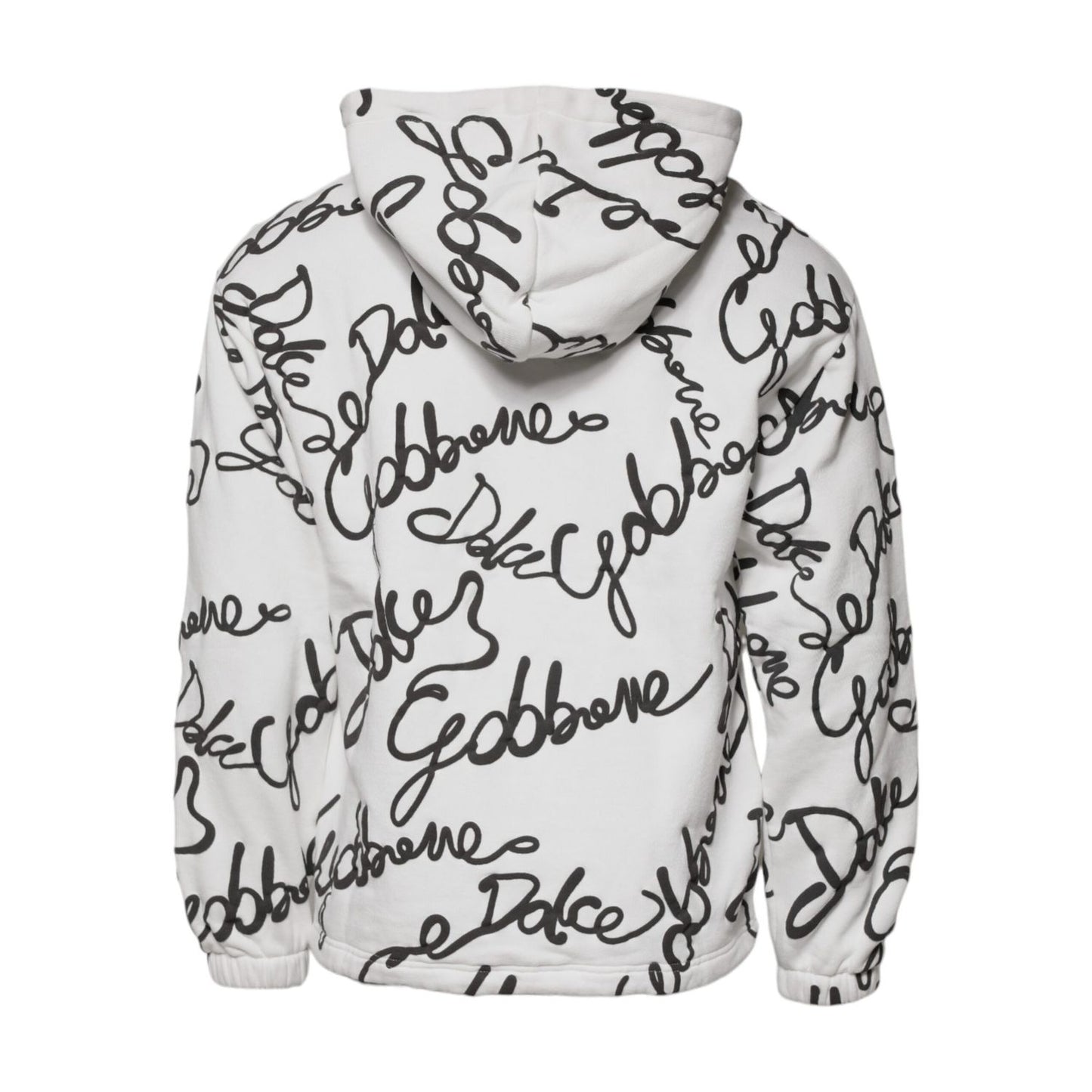 Dolce & Gabbana White Logo Cotton Hooded Sweatshirt Sweater