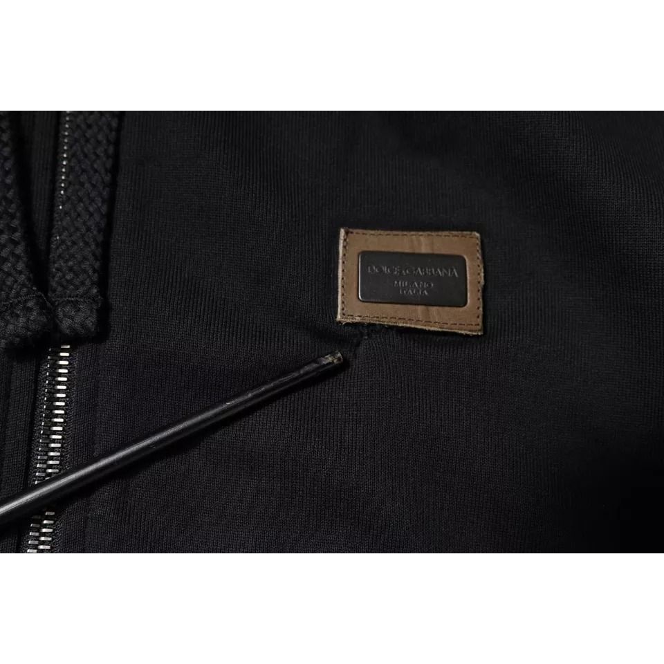 Dolce & Gabbana Black Logo Full Zip Hooded Sweatshirt Sweater TSH87731-44