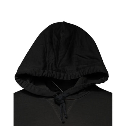 Dolce & Gabbana Black Cotton Hooded DG Shield Pullover Sweater