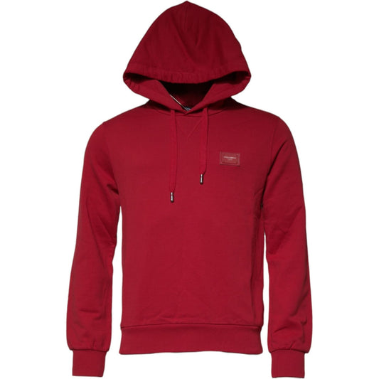 Dolce & Gabbana Red Cotton Logo Hooded Sweatshirt Sweater
