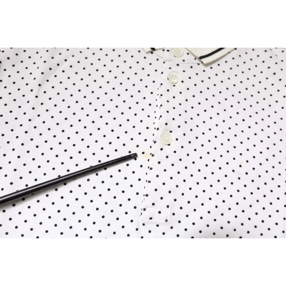 Dolce & Gabbana White Polka Dot Cotton Collared Polo T-shirt