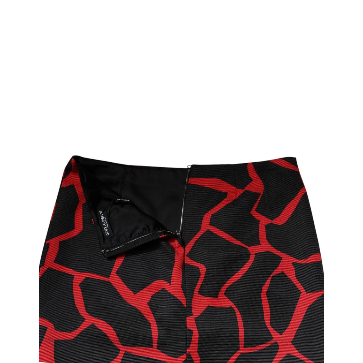 Dolce & Gabbana Black Red Abstract Mid Waist A-line Mini Skirt