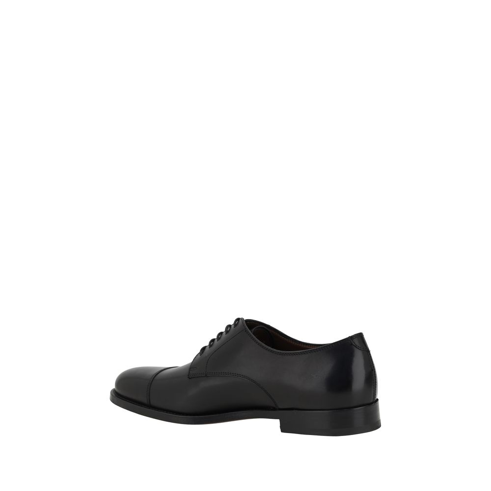 Fratelli Rossetti Black Calf Leather Bos Taurus Oxfords And Derbies