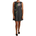 Dolce & Gabbana Houndstooth Floral Appliqué Shift Dress Dolce & Gabbana Dark Slate Gray