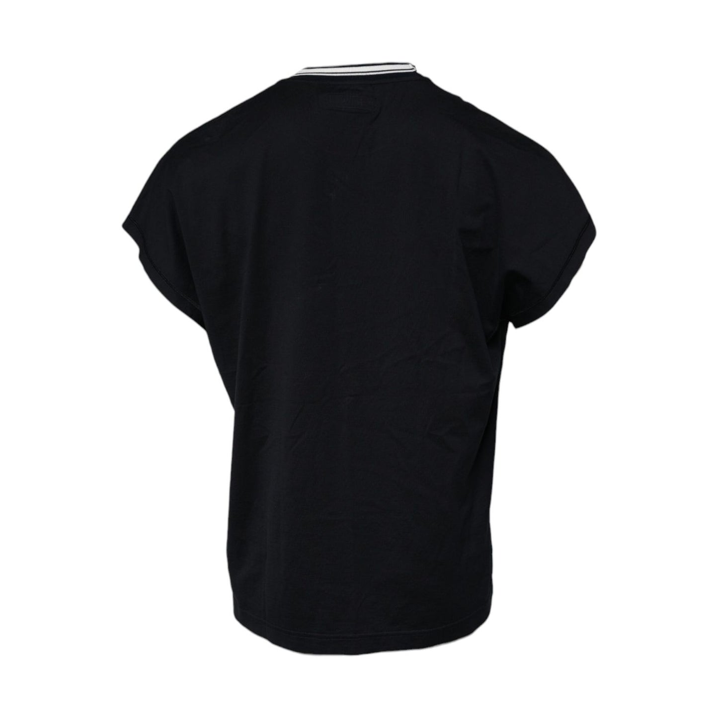 Dolce & Gabbana Dark Blue Logo Crown Cotton Crew Neck T-shirt