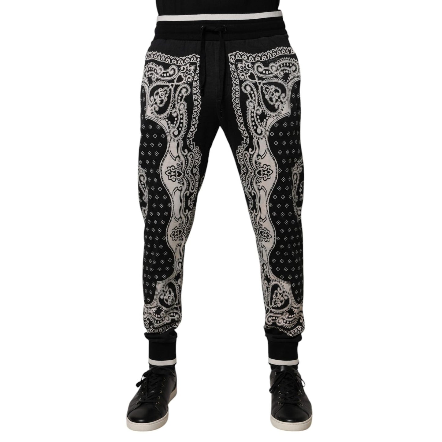 Dolce & Gabbana Black Bandana Cotton Jogger Pants