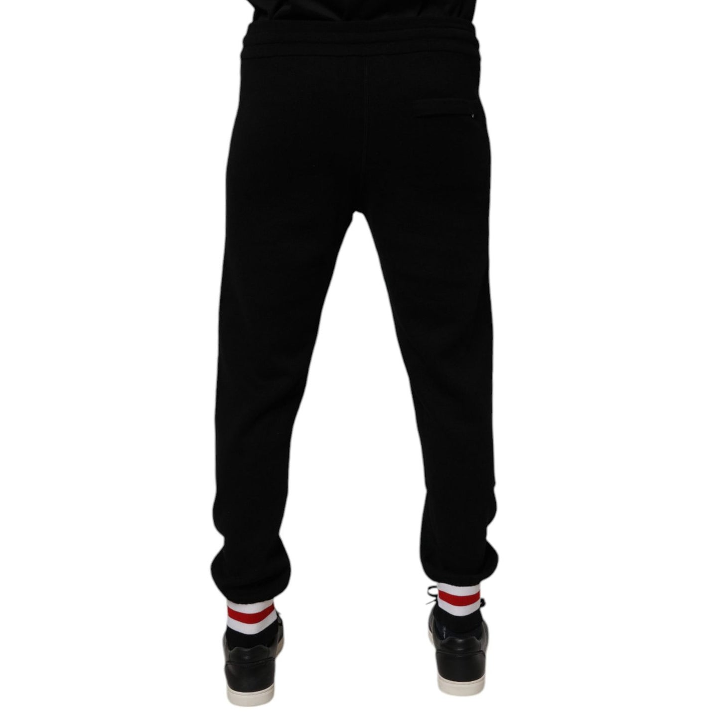 Dolce & Gabbana Black Wool Mid Waist Jogger Sweatpants Pants