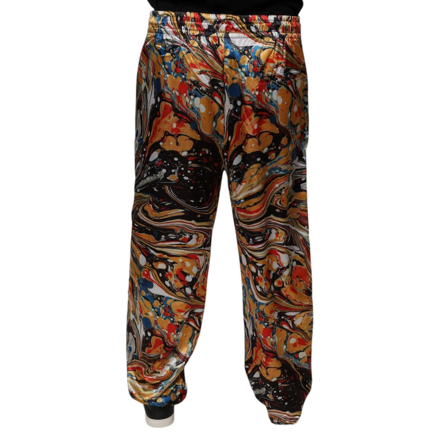 Dolce & Gabbana Multicolor Marble Satin Men Tracksuit Pants
