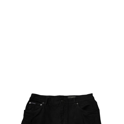 Dolce & Gabbana Black Tattered Cotton Skinny Men Denim Jeans