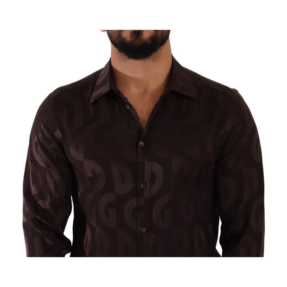 Dolce & Gabbana Bordeaux Silk Dress Shirt
