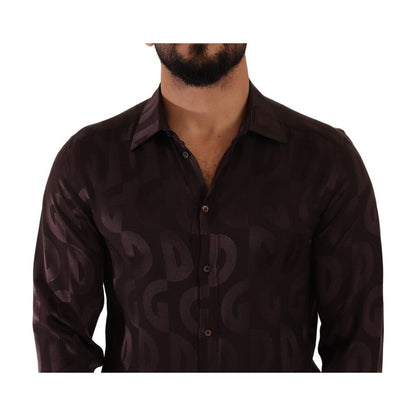 Dolce & Gabbana Bordeaux Silk Dress Shirt