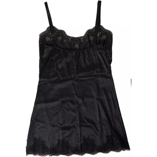 Dolce & Gabbana Black Lace Silk Sleepwear Camisole Top Underwear BIK1717-3
