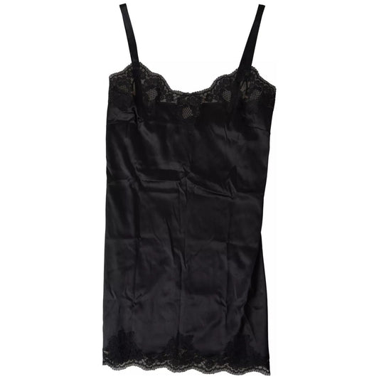 Dolce & Gabbana Black Lace Silk Sleepwear Camisole Top Underwear BIK1717-3
