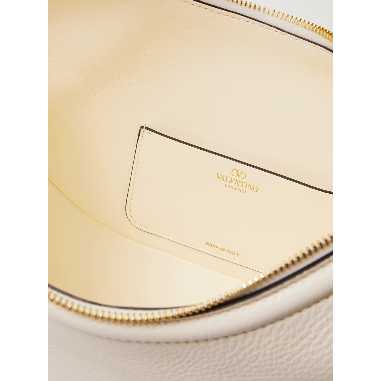 Valentino Garavani Ivory Leather Small Hobo Vlogo Shoulder Bag