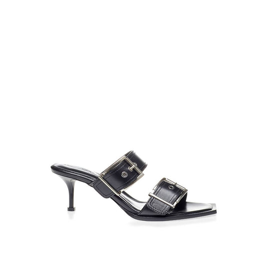 Alexander McQueen Elevate Your Steps in Timeless Black Leather Sandals AL-298676-EU36/US6