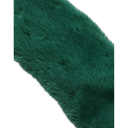 Dolce & Gabbana Green Mink Fur Collar Women Neck Wrap Scarf