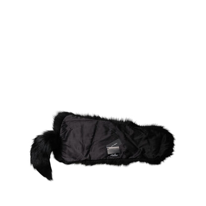 Dolce & Gabbana Black Fox Fur Neck Wrap Warmer Winter Scarf