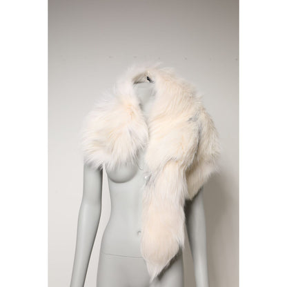 Dolce & Gabbana White Fox Fur Neck Wrap Warmer Winter Scarf