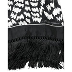 Dolce & Gabbana Black White Patterned Fringes Shawl Scarf MS7157