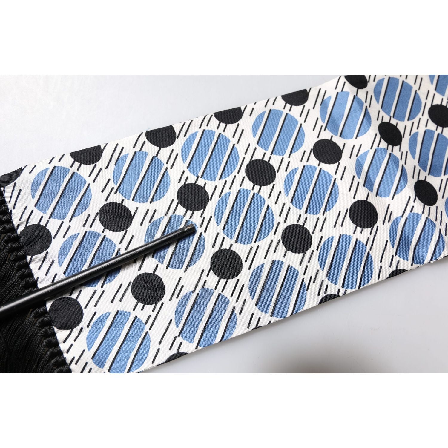 Dolce & Gabbana White Blue Polka Dotted Silk Skinny Scarf