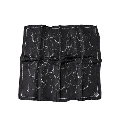 Dolce & Gabbana Black Patterned Silk Handkerchief Scarf