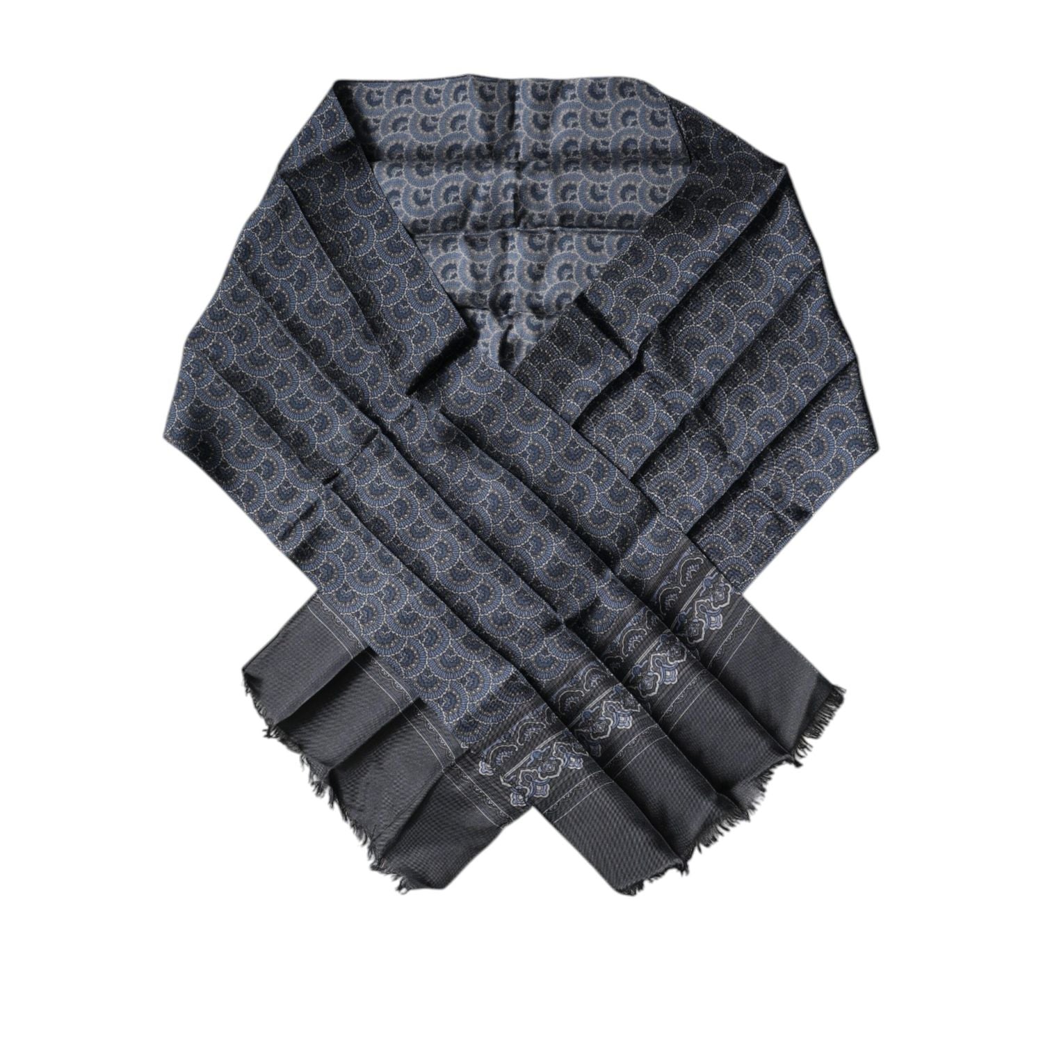 Dolce & Gabbana Dark Blue Fantasy Silk Neck Wrap Shawl Scarf