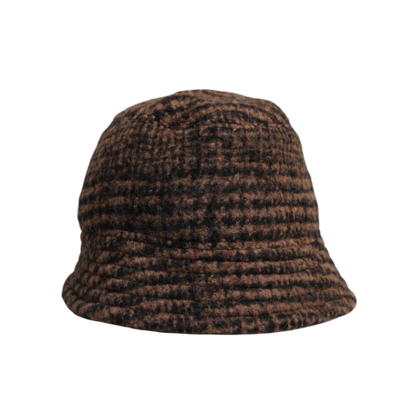 Dolce & Gabbana Brown Houndstooth Wool Woven Bucket Hat